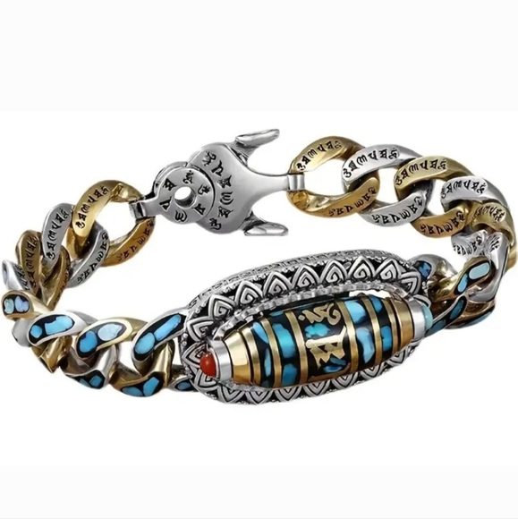 New! UNISEX Silver Plated Copper Fidget Spinner Bracelet. 8.5" - Picture 1 of 11